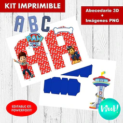Kit Imprimible Paw Patrol Letra 3d Editable Patrulla Canina