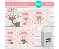 Caja Grande Milk Box Imprimible Animales Del Bosque 