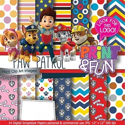 Kit Imprimible Fondos Pack Clipart - Patrulla Canina