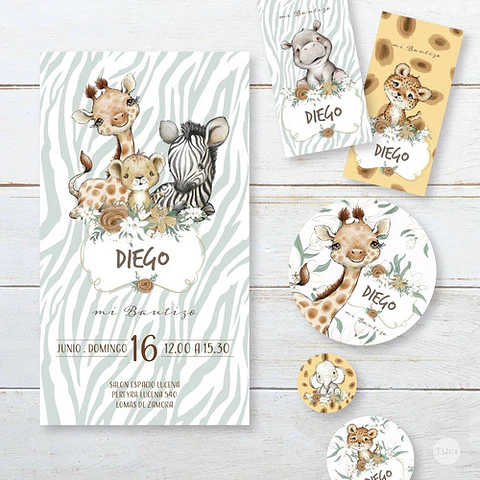 Kit Imprimible Animales De La Selva Acuarela Safari Babies