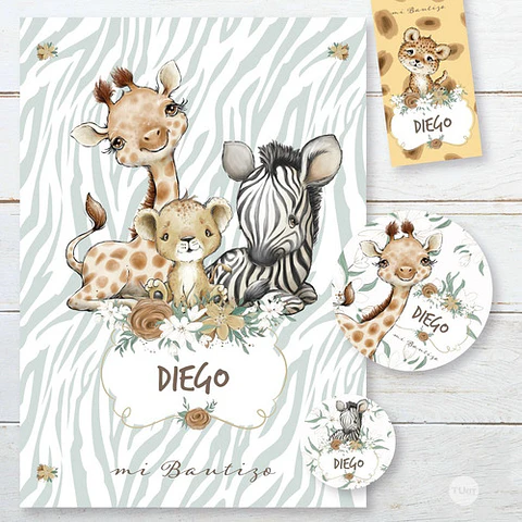 Kit Imprimible Animales De La Selva Acuarela Safari Babies