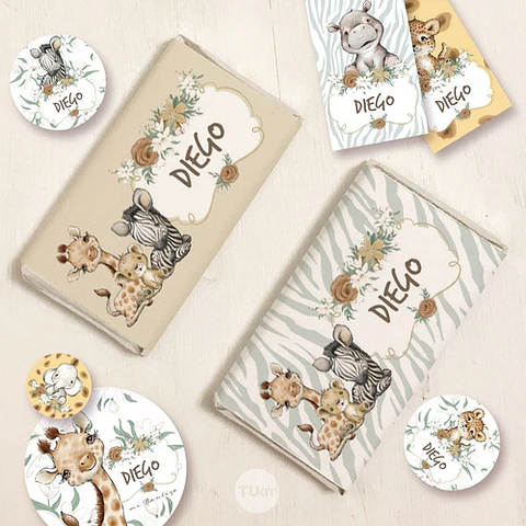 Kit Imprimible Animales De La Selva Acuarela Safari Babies