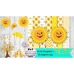 Cliparts Y Papeles Rayitos De Sol  Kit Imprimible