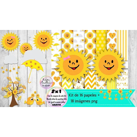 Cliparts Y Papeles Rayitos De Sol  Kit Imprimible