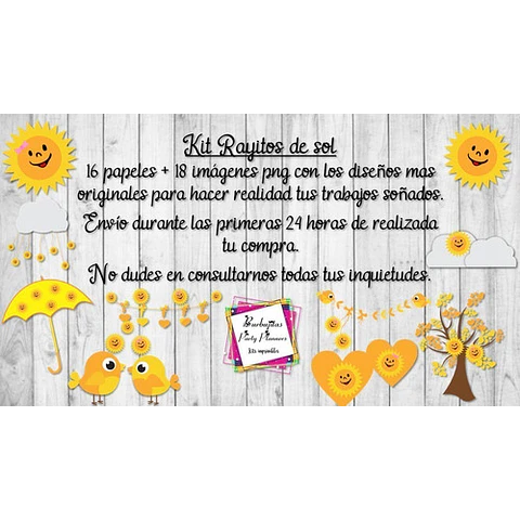 Cliparts Y Papeles Rayitos De Sol  Kit Imprimible