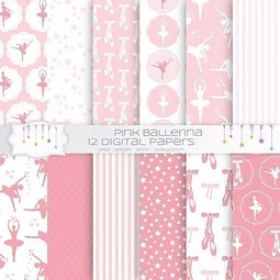 Kit Imprimible Bailarina Pink - 12 Fondos