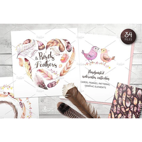 Cliparts Png Pajaritos Y Plumas Acuarela Watercolor O4
