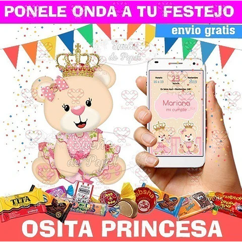 Kit Imprimible Osita Princesa Editable