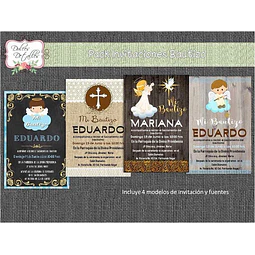Kit Imprimible Editable Pack Invitacion Bautismo