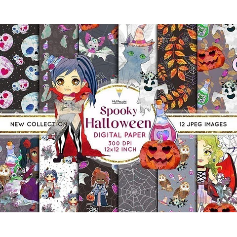 Papeles Digitales Halloween Noche De Brujas  M46
