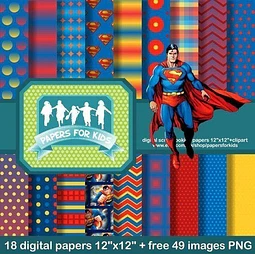 Kit Imprimible Superman 50 Clipart 18 Fondos