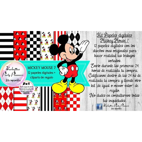 Papeles Fondos Digitales Mickey Mouse 7 Kit Imprimible