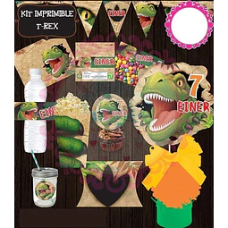 Kit Imprimible Dinosaurio T-rex | Candy Bar | Deco | Cumple