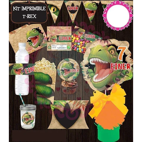 Kit Imprimible Dinosaurio T-rex | Candy Bar | Deco | Cumple