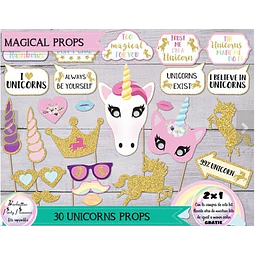 Unicornio Photo Booth Props - 30 Unicorn Props