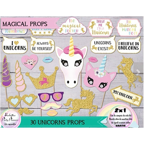 Unicornio Photo Booth Props - 30 Unicorn Props