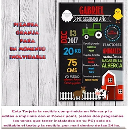 Tarjeta Pizarra Imprimible Editable Granja