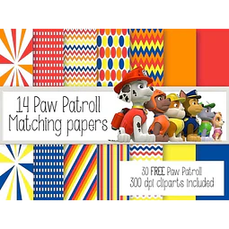 Kit Imprimible Paw Patrol 30 Clipart - 14 Fondos