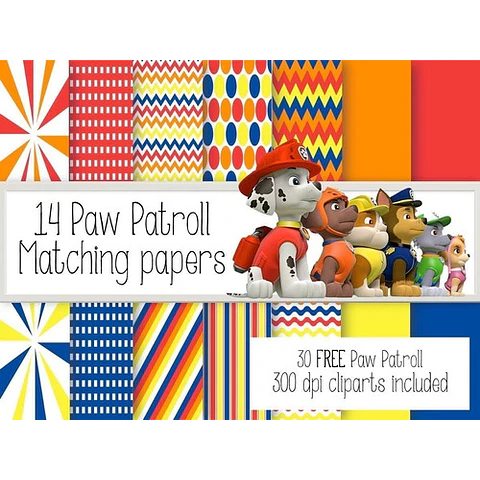 Kit Imprimible Paw Patrol 30 Clipart - 14 Fondos