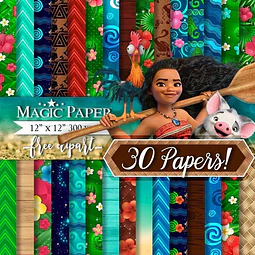 Kit Imprimible Pack Fondos Clipart - Disney / Moana
