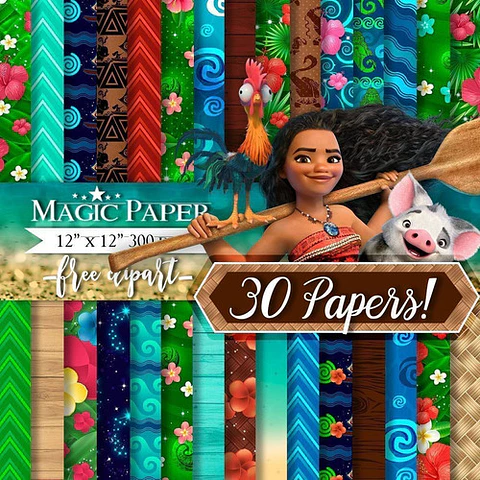 Kit Imprimible Pack Fondos Clipart - Disney / Moana