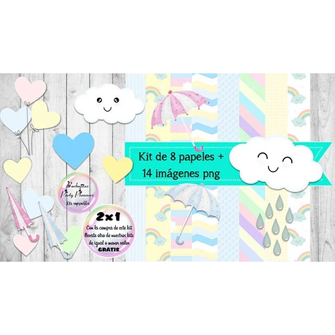 Cliparts Y Papeles Lluvia De Amor Mod. 5  Kit Imprimible
