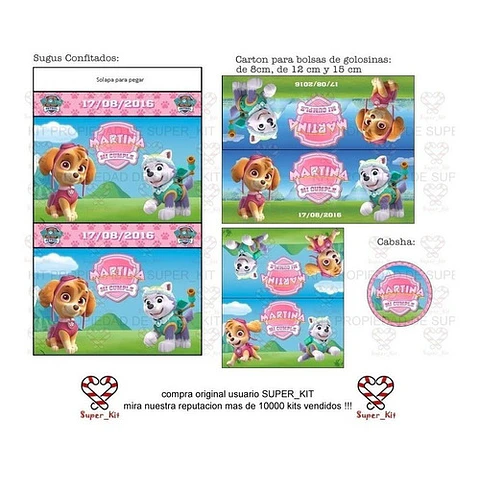 Kit Imprimible Skye Paw Patrol Patrulla Canina Editable