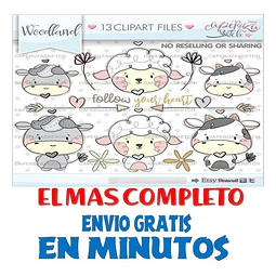 Pack Imágenes Clipart Tiernos Animalitos Granja Caperuza