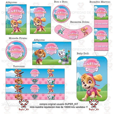 Kit Imprimible Skye Paw Patrol Patrulla Canina Editable