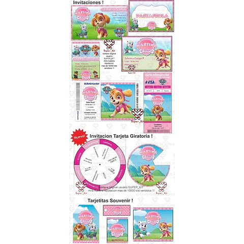 Kit Imprimible Skye Paw Patrol Patrulla Canina Editable