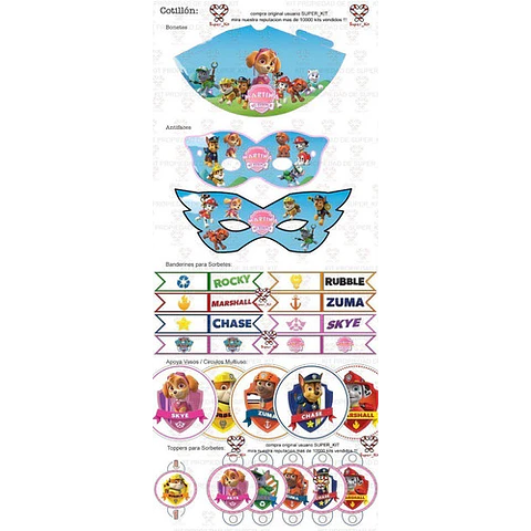 Kit Imprimible Skye Paw Patrol Patrulla Canina Editable