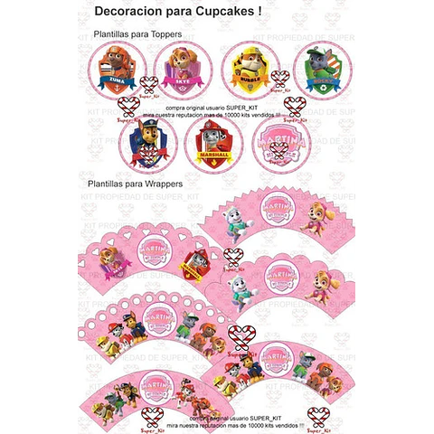 Kit Imprimible Skye Paw Patrol Patrulla Canina Editable