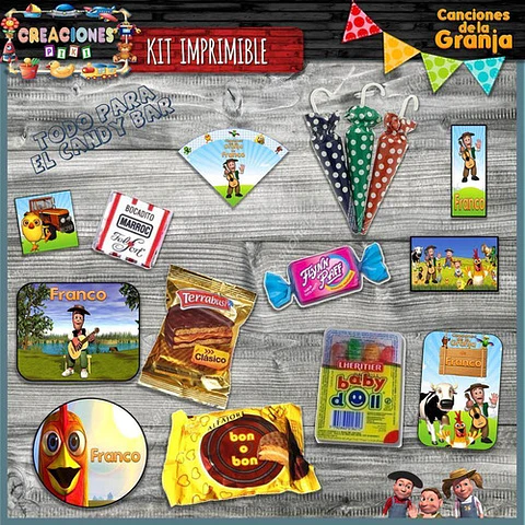 Kit Imprimible Candy Bar La Granja De Zenon El Mas Completo