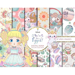 Papeles Digitales Muñeca Conejo De Pascuas M54
