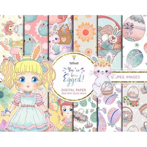 Papeles Digitales Muñeca Conejo De Pascuas M54