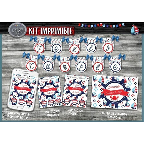 Kit Imprimible Candy Bar Marinero Marinerito Mas Completo