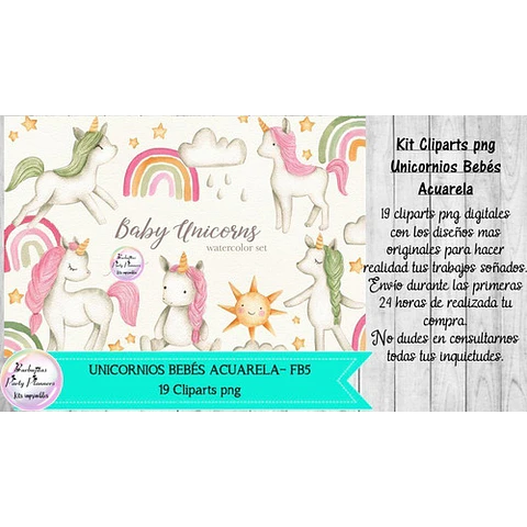 Cliparts Png Unicornios Bebes Acuarela Fb5