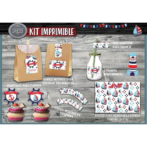 Kit Imprimible Candy Bar Marinero Marinerito Mas Completo