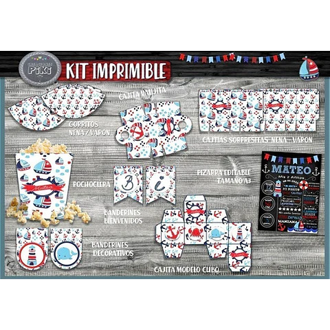 Kit Imprimible Candy Bar Marinero Marinerito Mas Completo
