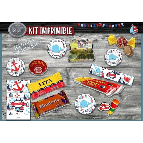 Kit Imprimible Candy Bar Marinero Marinerito Mas Completo