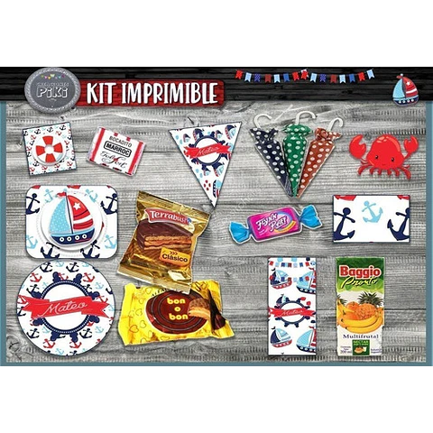 Kit Imprimible Candy Bar Marinero Marinerito Mas Completo