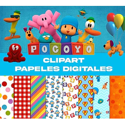 Kit Digital Pocoyó Clipart Png + Papeles Digitales