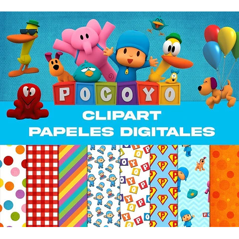 Kit Digital Pocoyó Clipart Png + Papeles Digitales