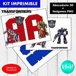 Kit Imprimible Letras 3d Editables Transformers +  