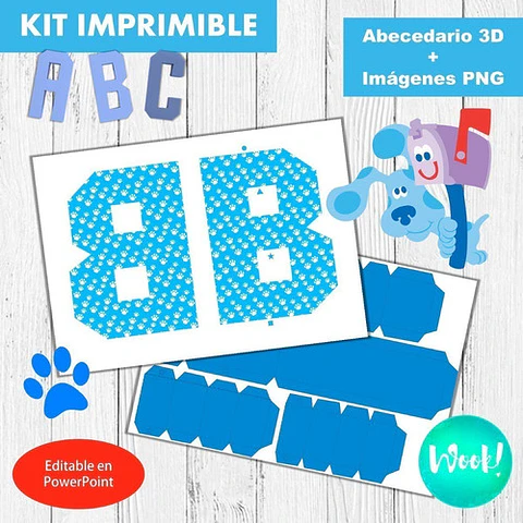 Kit Imprimible Letras 3d Editable Las Pistas De Blue