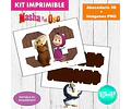 Kit Imprimible Letras 3d Editables Masha Y El Oso