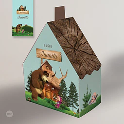 Casita Imprimible Deco Masha Oso Paisaje Souvenir Tukit