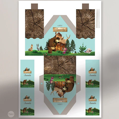 Casita Imprimible Deco Masha Oso Paisaje Souvenir Tukit