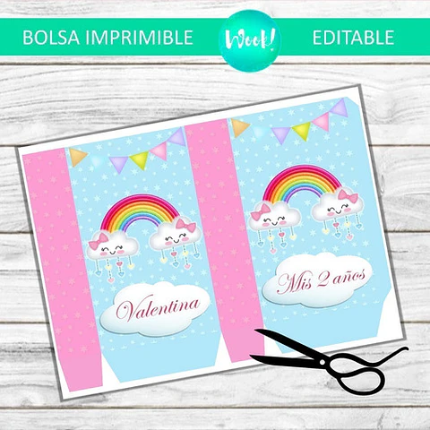 Bolsa Golosinera Imprimible Editable Arcoíris Lluvia De Amor