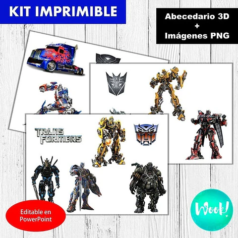 Kit Imprimible Letras 3d Editables Transformers +  
